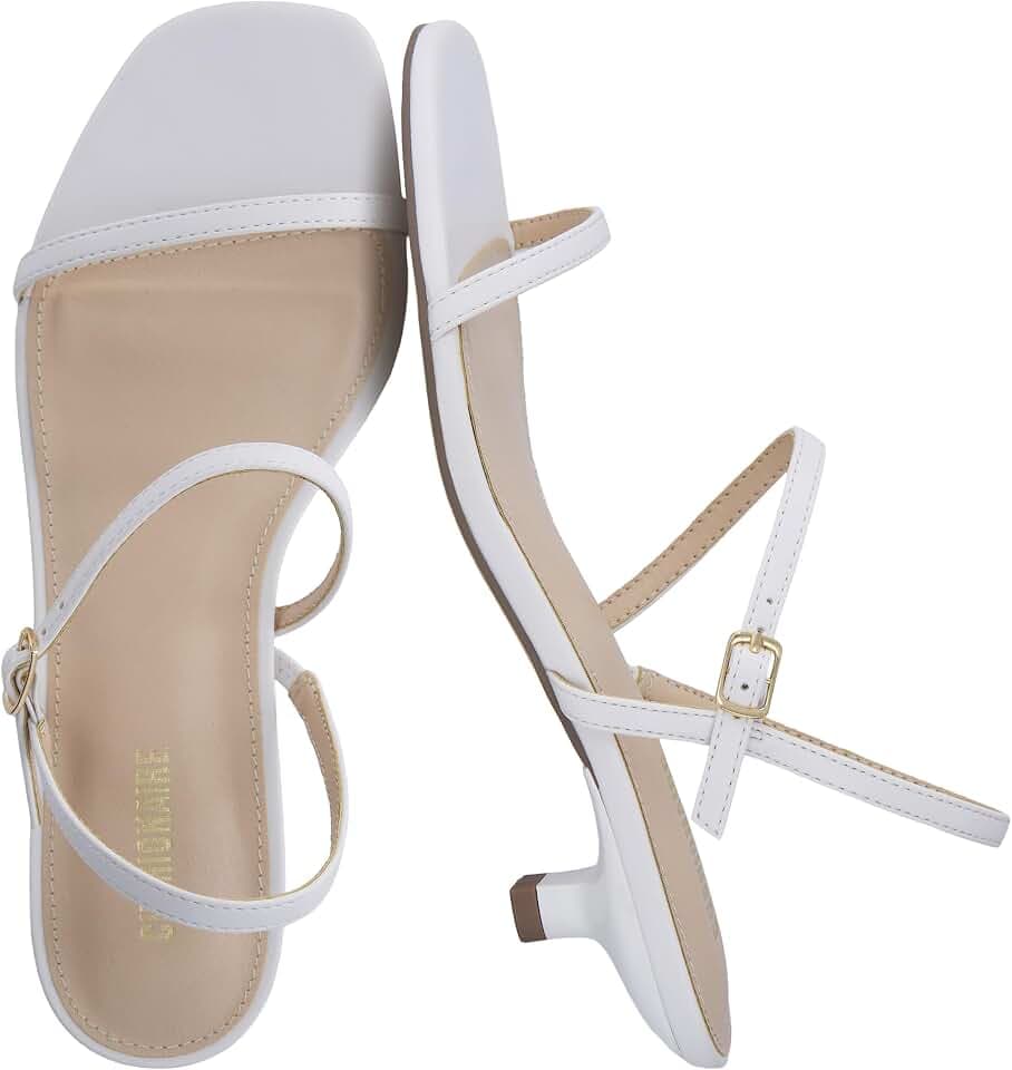 CUSHIONAIRE Soprano Women’s One Band Kitten Heel with Ankle Strap – Minimalist Dress Sandal with Memory Foam & Strappy Silhouette