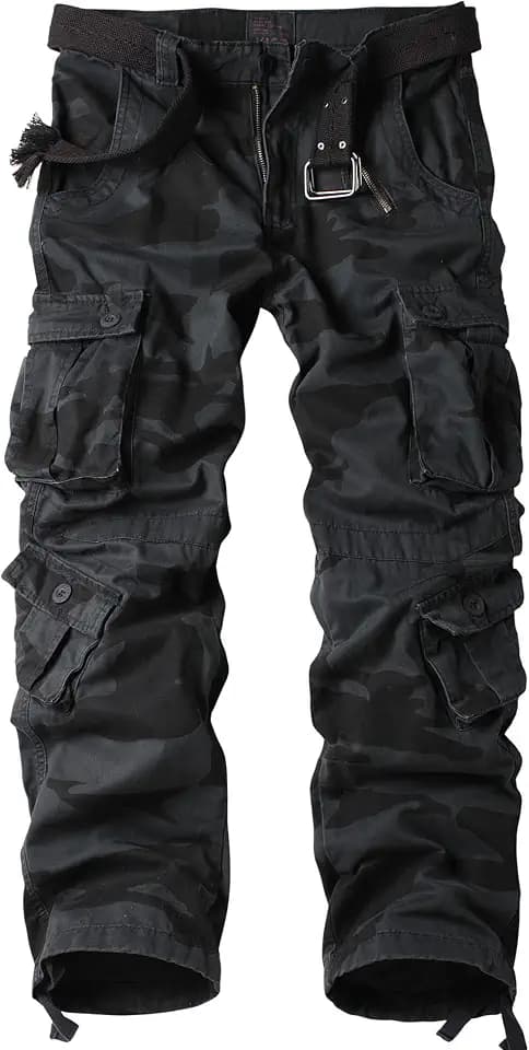 AKARMY Men's Camo Cargo Work Pants Cotton Military Army Casual Tactical Wild Combat Pants with 8 Pockets
