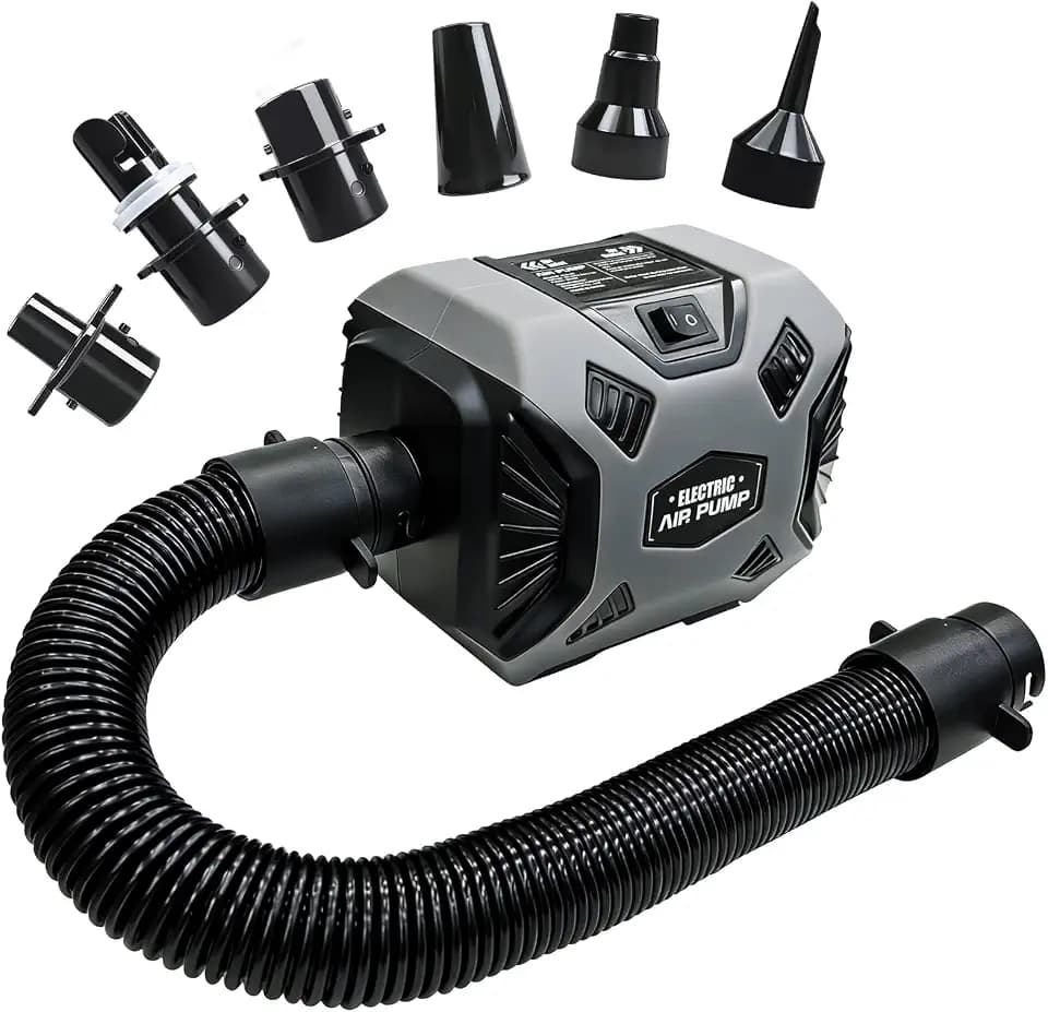 Air Pump for Inflatable Pool Toys 600W High-Power Air Pump with 6 Nozzles-AC 110-120V for Air Mattresses, Pool Floats, Rafts, Gymnastics Mats Air Bed Portable & Multi-Use