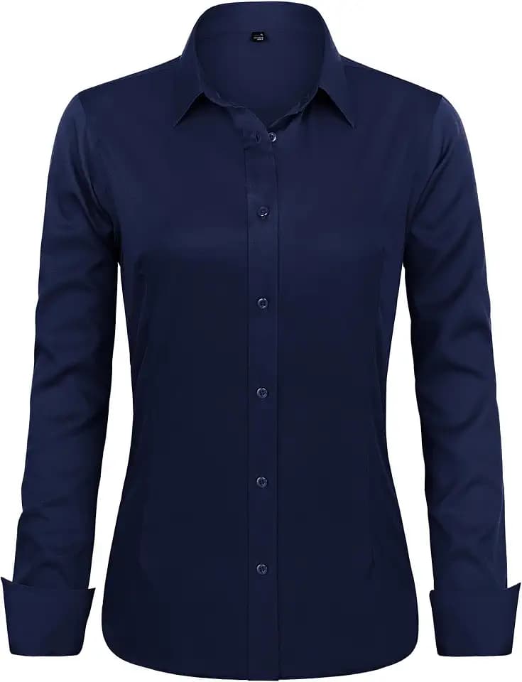 J.VER Womens Dress Shirts Long Sleeve Button Down Shirt Wrinkle-Free Business Casual Blouse Office Work Tops