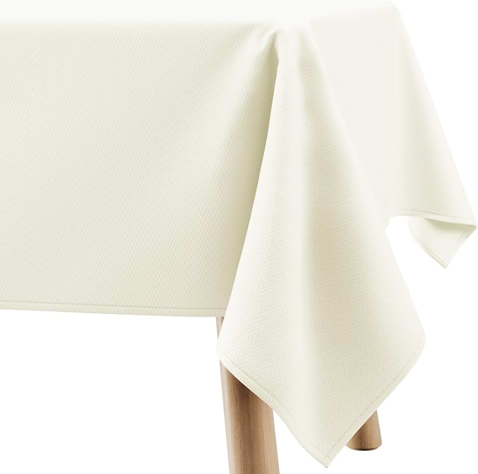 Tischdecke 140x300 cm Creme Abwaschbar Für Indoor Outdoor geometrisches Zickzackmuster Verte