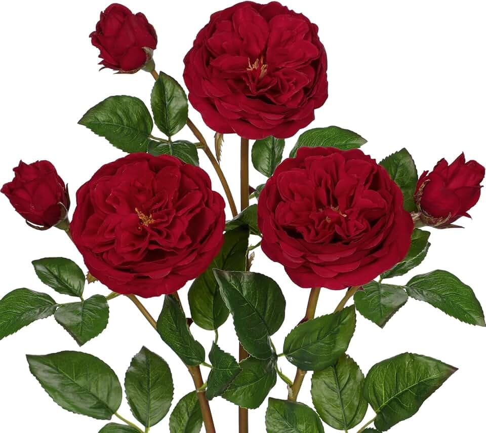 Arboruss 3 STK Künstliche Blumen Rosen 60 cm Rot Kunstrosen wie Echt