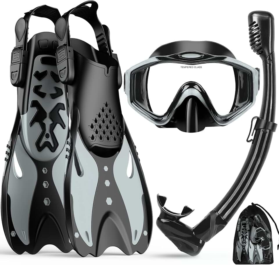 Schnorchelset Erwachsene Tauchmaske Taucherbrille mit Schnorchel Volltrocken für Herren und Damen Anti-Leck & Anti-Fog