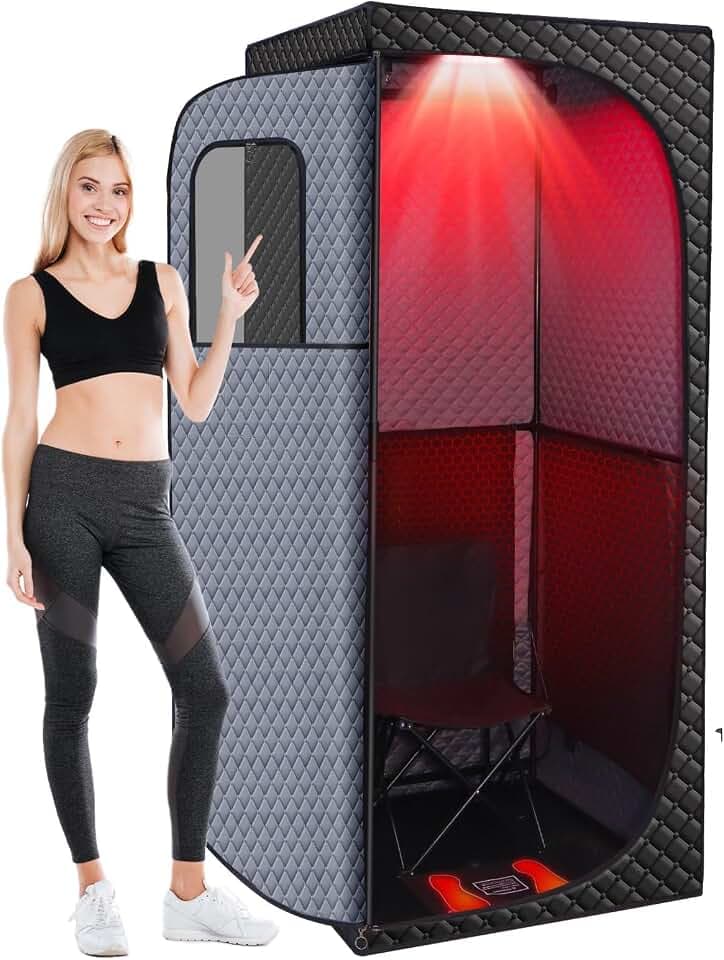 Dry Infrared Sauna, 9 Temp Levels Sauna Box with Red Light