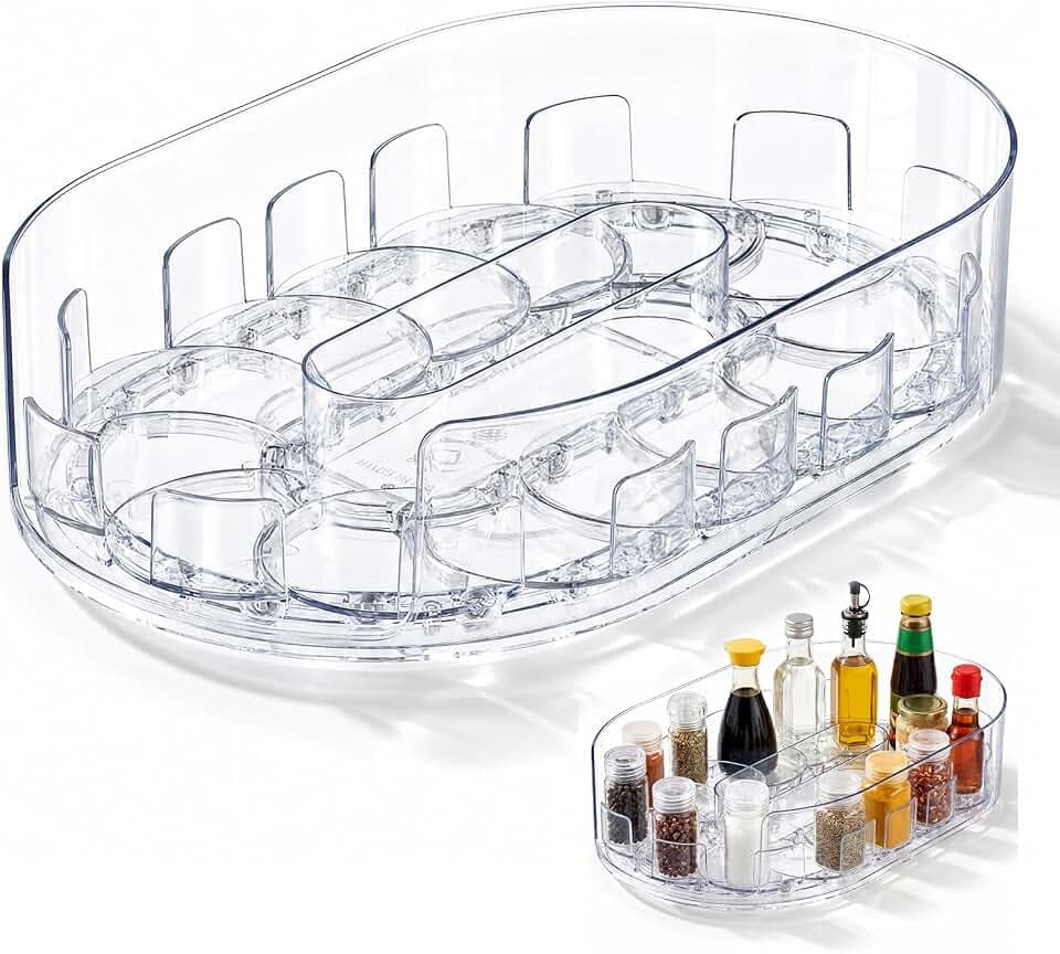 Woobroo Kühlschrank Organizer Drehbar - Rechteckiger Lazy Susan 33cm