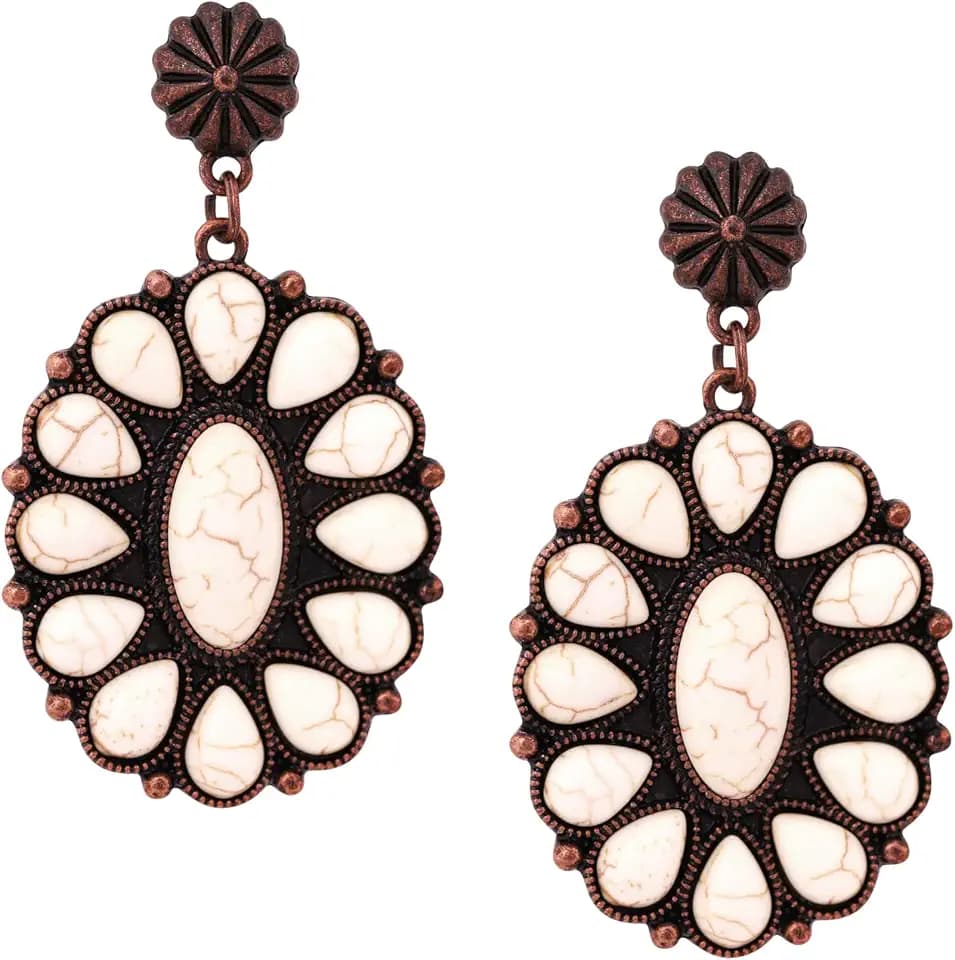 MINACHI Vintage Bohemian Created White Turquoise Dangle Drop Earrings (3)