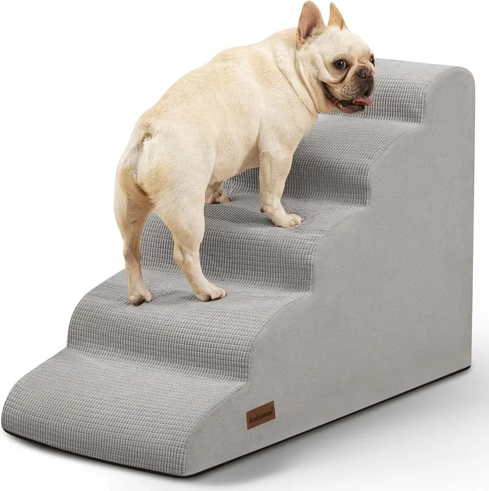 Aodisman Dog Stairs for High Bed,5-Step Pet Ramp for Small Dogs and Cats