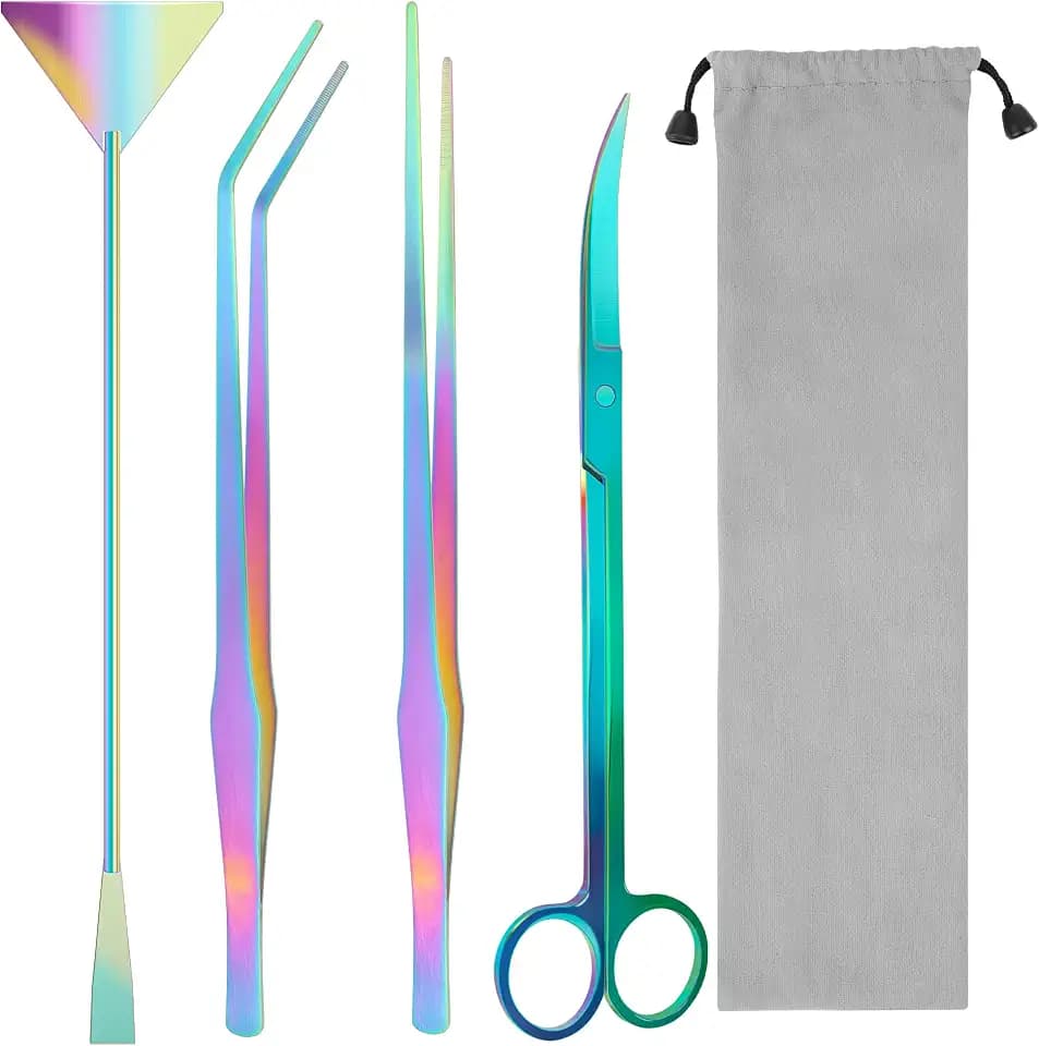 Aquarium Aquascape Tools Kit, 4 Pcs Stainless Steel Aquascaping Set