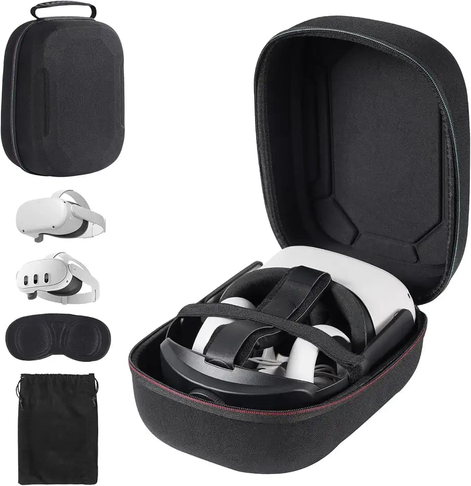Hard Carrying Case Compatible with Meta Quest 3S/Quest 3/Oculus Quest 2/VP/Pico4,Compatible with VR Headsetible with Battery Elite Strap,Controllers and Other Accessories,Hard Shell Case-Black