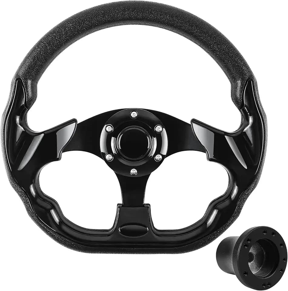 Golf Cart Accessories Steering Wheel D-bottom and Golf Adapter for Club Car EZGO TXT & RXV Golf Carts Adapter Skid-black