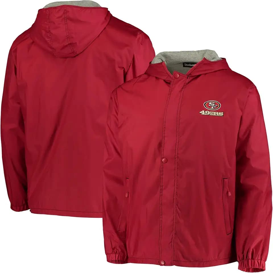 Dunbrooke Legacy San Francisco 49ers, Full‐Zip Jacket Men’s Hooded Midweight Wind & Water Resistant Outerwear, Black, XL