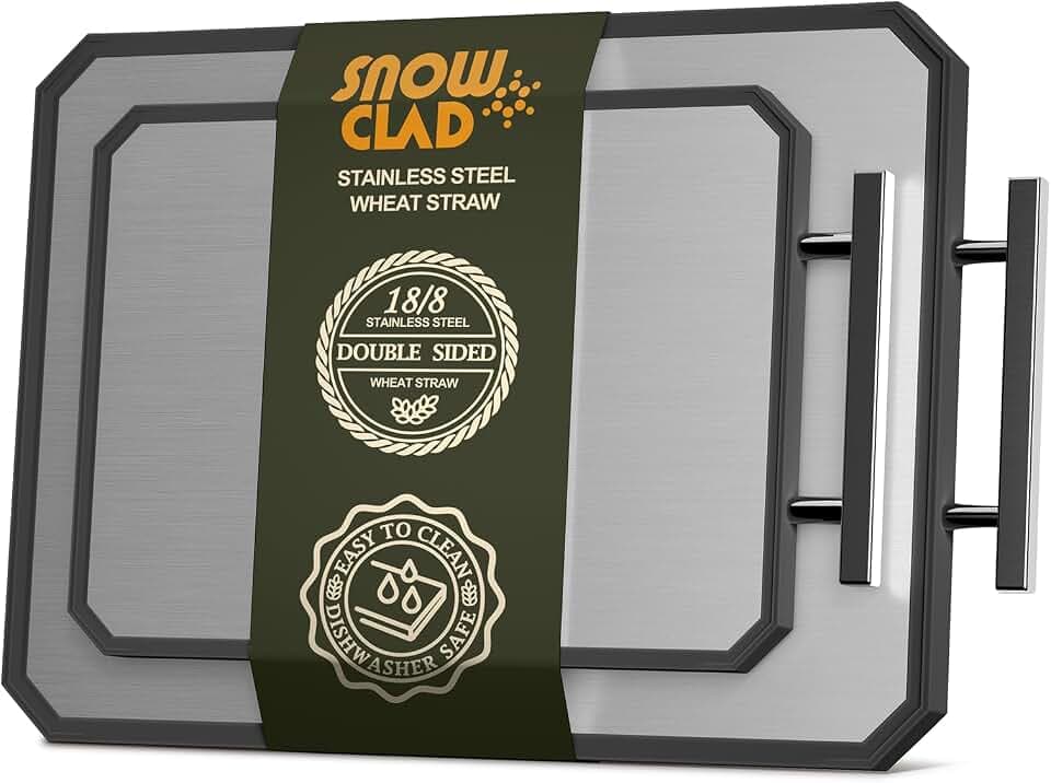 SNOWCLAD Stainless Steel Cutting Board Set of 2 for kitchen