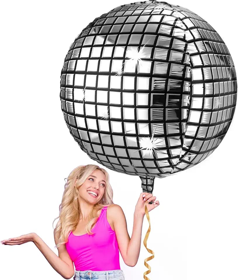 Leitee 6 Pcs 32 Inch Big Disco Ball Balloon 70s Disco Balloons Party Decor