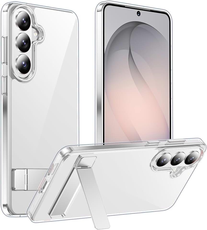 Temdan Designed for Samsung Galaxy S26 Plus Case Clear, Built-in Invisible Kickstand [Military Grade Drop Protection] Anti-Yellowing Slim Fit Shockproof Cover for Galaxy S26 Plus 6.7 Inch - Clear