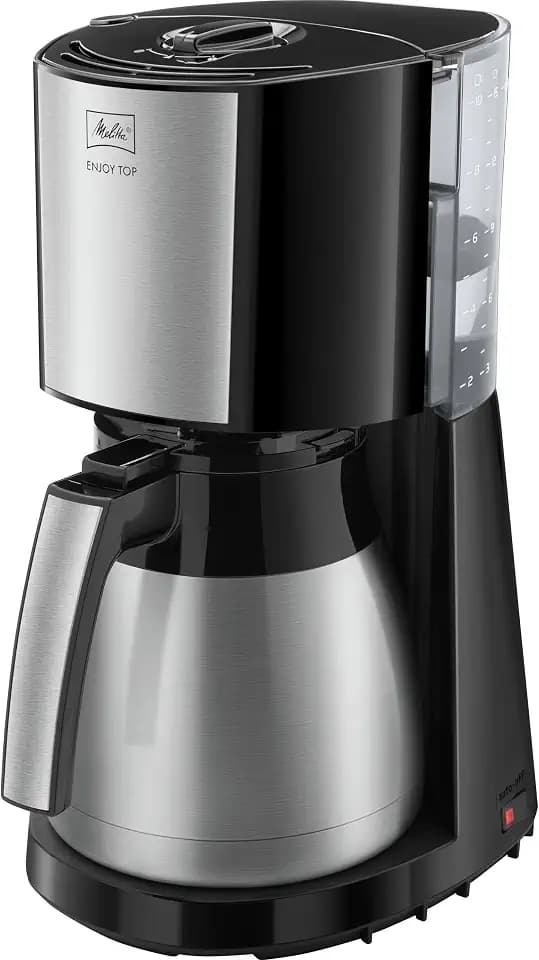 Melitta Enjoy Top Therm – Filterkaffeemaschine mit Thermkanne aus Edelstahl, für bis zu 10 Tassen Kaffee, in Schwarz/Edelstahl