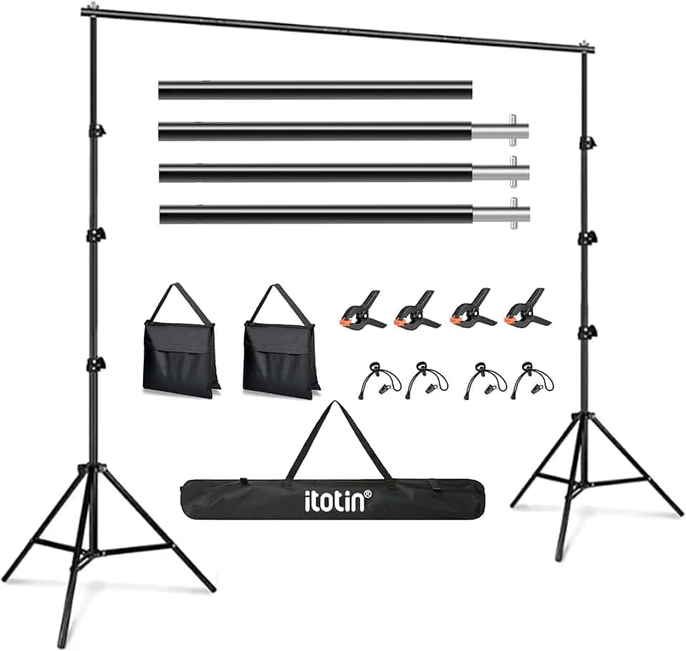 Photo Backdrop Stand 9ft x 10ft Photograhy Adjustable Background Stands Support Kit with Carry Bag for Photo Studio, Photoshoot, Parties, Photographic Equipment