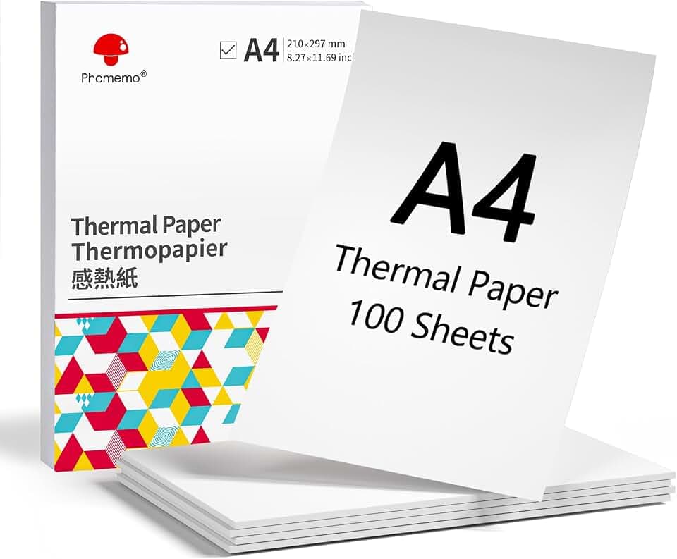 Phomemo 100Pcs Thermopapier A4 für M08F M834 M832D Mobiler Drucker