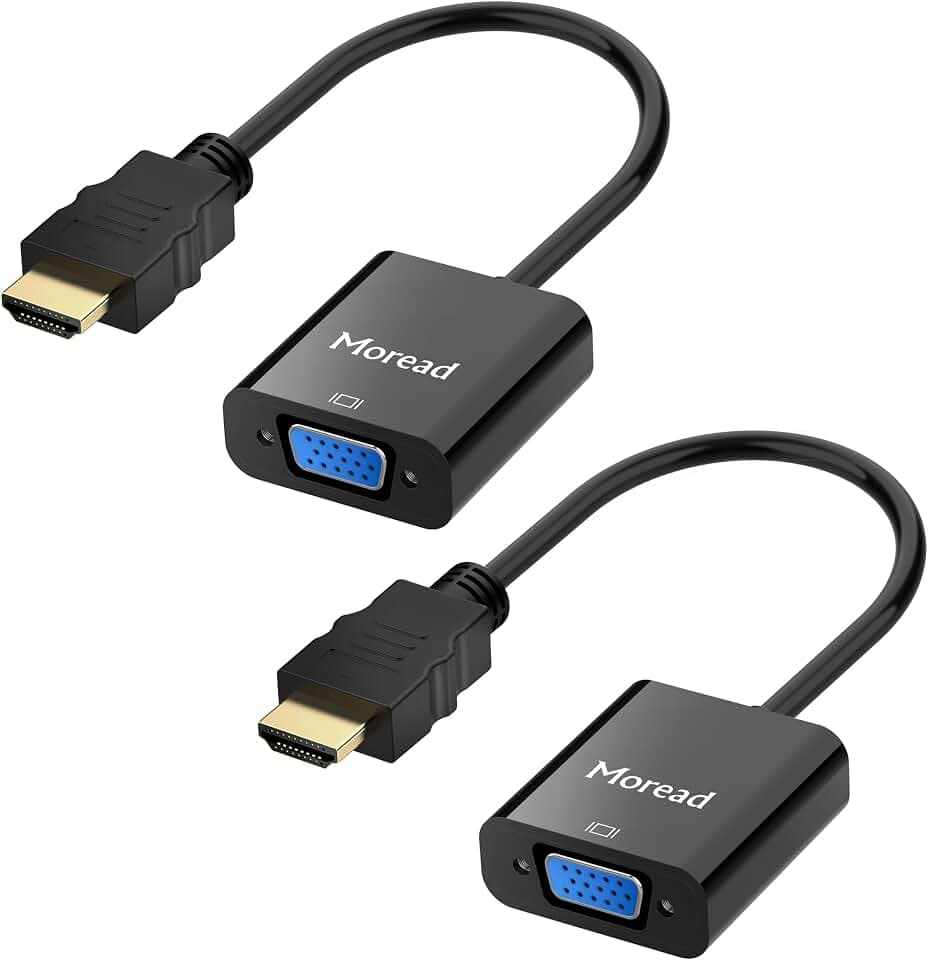 Moread HDMI to VGA Adapter, 2 Pack, Male to Female, Black