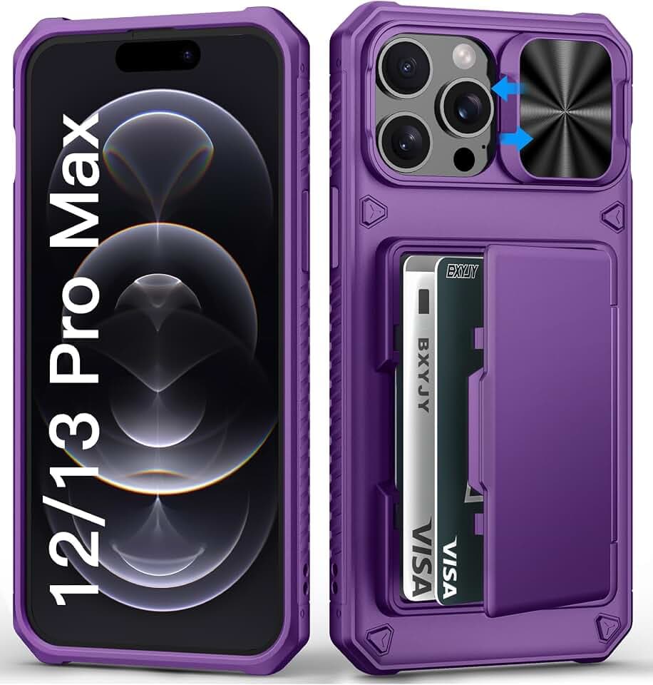 for iPhone 12 Pro Max/13 Pro Max Case Wallet, Card Holder, Dark Purple
