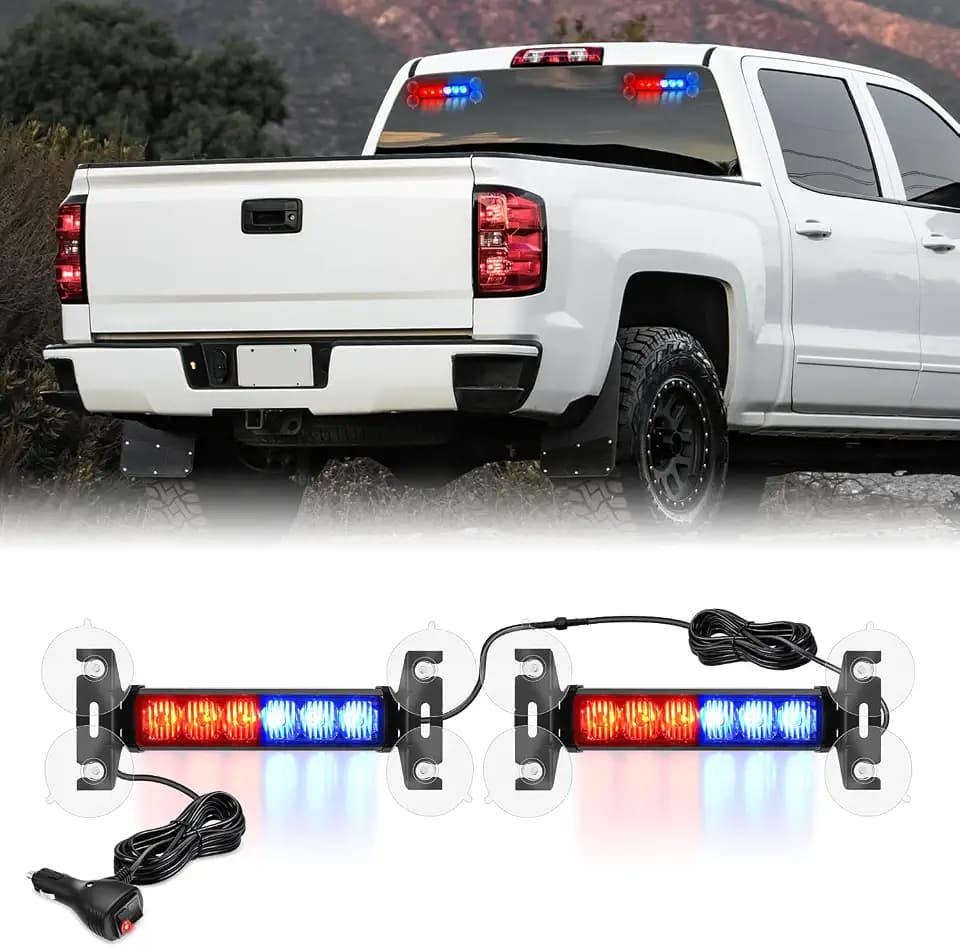 Nilight 12LED Emergency Strobe Traffic Advisor Light Bar 2 in 1 Red Blue