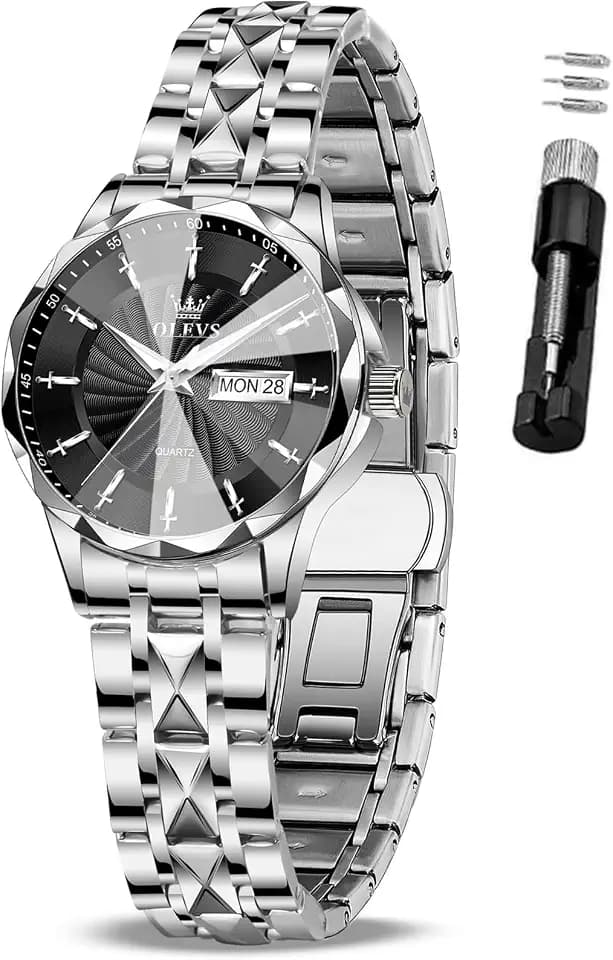 OLEVS Women's Elegant Watch, Fashion Waterproof Ladies Dress Watch, Stainless Steel Gold Silver Watches for Women with Day Date, Reloj de Mujer Ideal for Gift Daily Wear