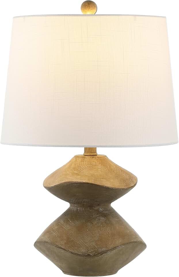 JONATHAN Y Laken 21.5" 2-Stack Cairn LED Table Lamp, Brown Wood Finish