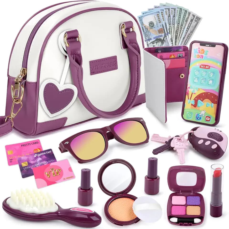 Play Purse for Little Girls 3-8 with Pretend Makeup & Accessories