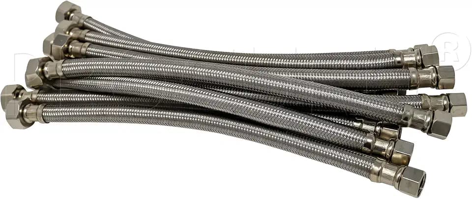 [10-Pack] PROCURU 16-Inch x 3/8" Comp x 1/2" FIP Faucet Hose Connector, Stainless Steel Braided Supply Line, Certified Safe (9SF16-10P)