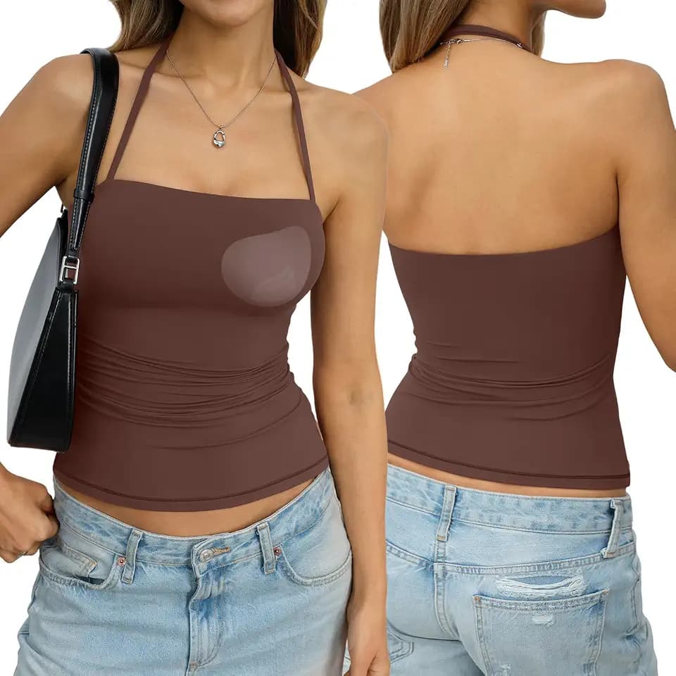 EasyGala Womens Padded Halter Tank Top Double Lined Backless Tops Y2k Going Out Slim Fit Shirts Sexy Summer Outfits 2026