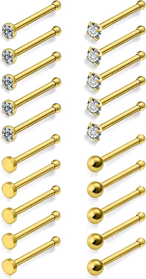 20G 18G Surgical Steel Small Nose Stud 1.5mm Tiny Nose Studs Piercing Jewelry for Women Men