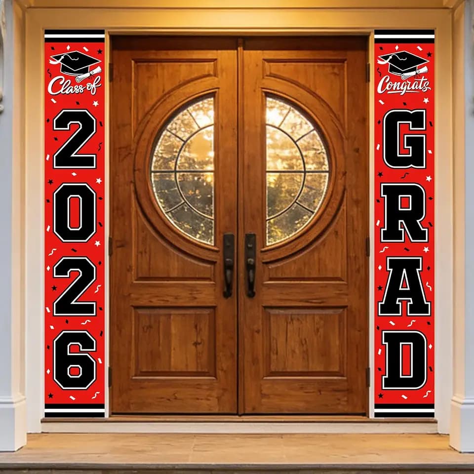 2026 Graduation Decorations,Congrats Grad Banner Backdrop for Class of 2026 Decorations- Red Graduation Party Decorations