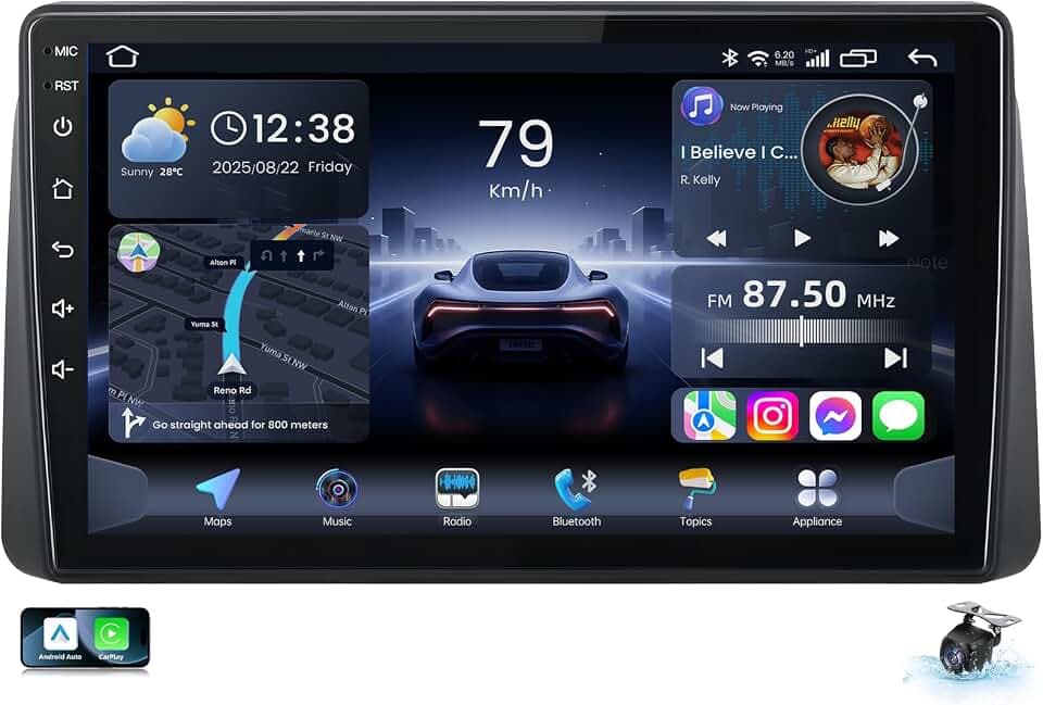 [8core 4+64G] Car Radio for Dodge Grand Caravan 2011-2020: Upgrade 1280 * 800 HD Touch Screen Stereo with Bluetooth5.0 FM/AM/EQ GPS 1080P Backup Camera CarPlay Android Auto
