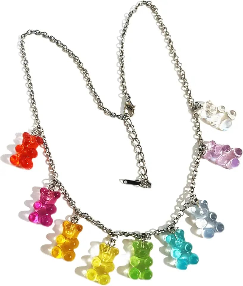 Y2K Gen Z Rainbow Gummy Bear Bead Necklace (9 colors)