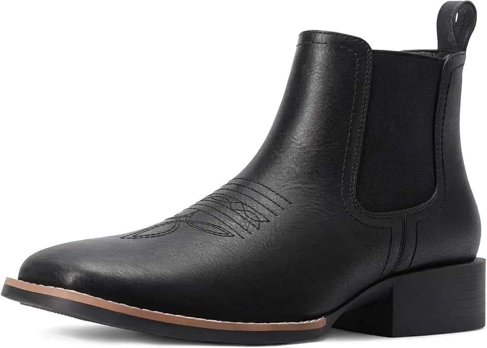 Choiran Western Cowboy Boots for Men - Mens Square Toe Chelsea Boots Ankle Cowboy Boots for Men Casual Retro Stylish Boots