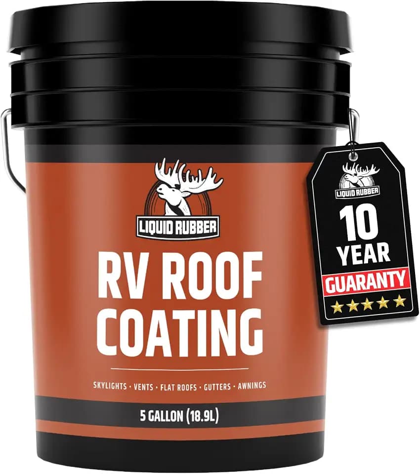 Liquid Rubber RV Roof Sealant - Camper & Trailer Coating, White, 5 Gallon
