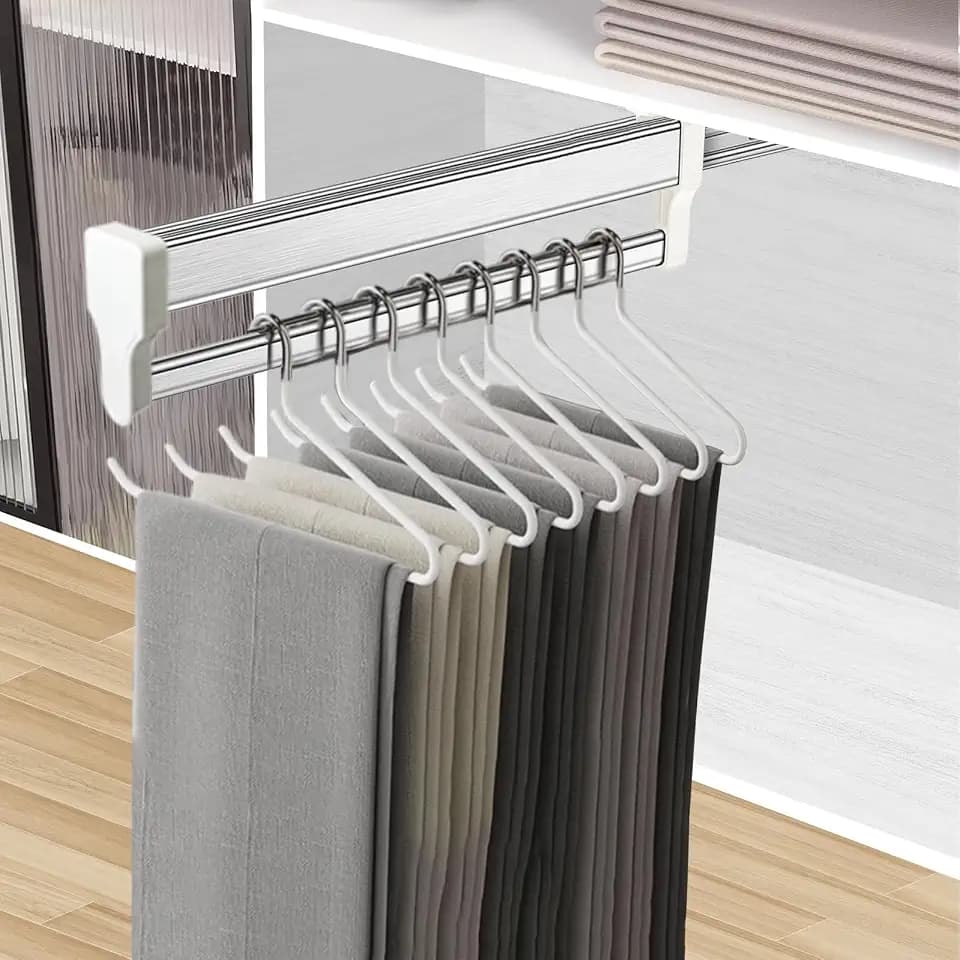 Pull Out Closet Rod, Closet Valet Rod Slide Out, Pants Rack 27.3inch