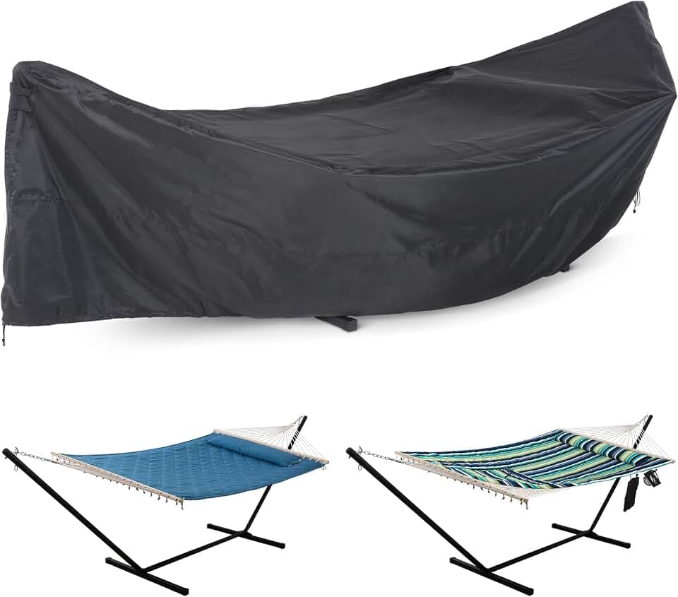 ANOW Heavy Duty Waterproof Hammock Cover for 12FT Stand, Grid Black