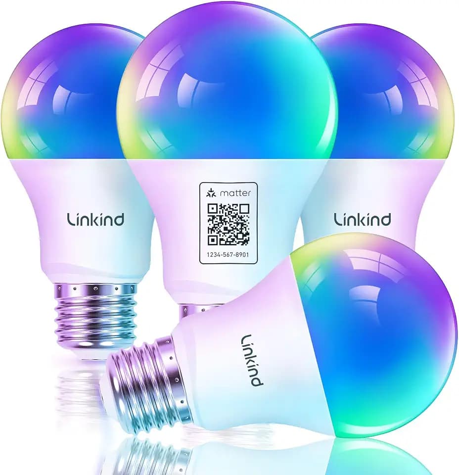 Linkind Matter Smart Light Bulbs, Work with Apple Home, Alexa, Siri, Google