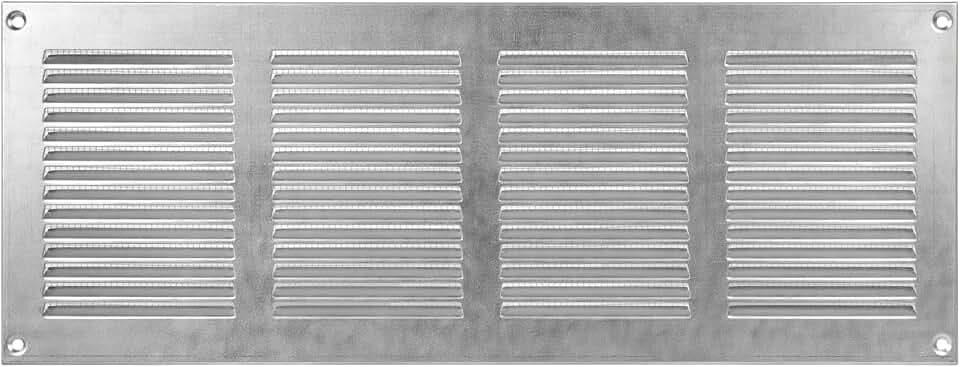 Repa Market Air Vent Cover 16x6 Inch (Outer Dimensions) Galvanized Steel Louvered Grill Cover with Mesh Screen Wall or Ceiling Vent HVAC Register for Indoor and Outdoor Ventilation