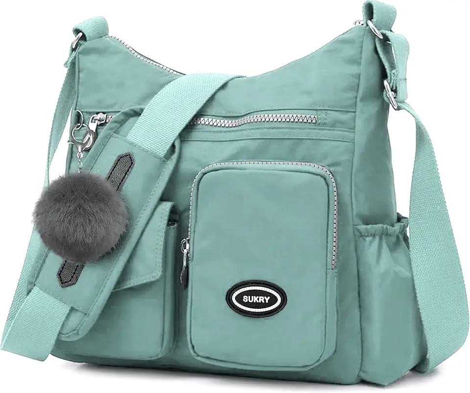 SUKRY Nylon Crossbody Bag for Women with Anti theft RFID Pocket, Waterproof Shoulder Bag Travel Purses and Handbag