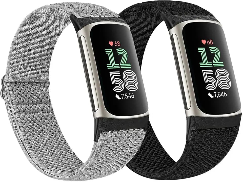 2 Pack Nylon Bands Compatible with Fitbit Charge 6 / Charge 5 Bands