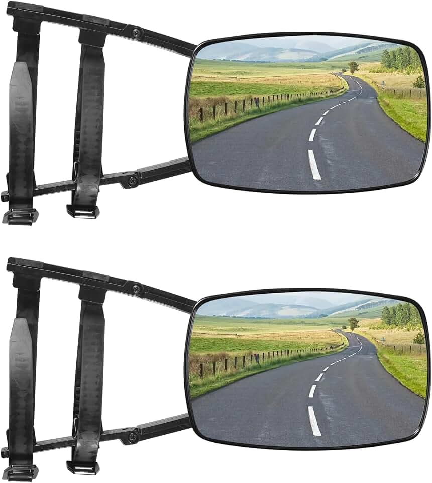 Tow Mirrors,Mirror Extenders for Towing,Universal Clamp-On 360 Degree Rotation Adjustable Trailer Mirrors for Towing,Applicable to the Rearview Mirror of Most Cars,Trucks,and Trailers