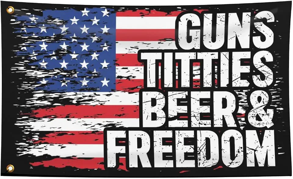 Guns Beer & Freedom Flag Funny Flags 3x5 FT Durable party indoor Banner