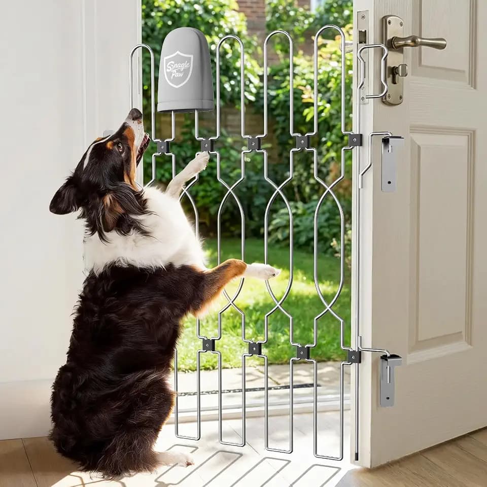 Snagle Paw Einziehbar Metall Türschutzgitter für Haustüren, Anti-Ausbruch Türschutzgitter, 62cm Breite 88.5 cm Höhe Absperrgitter für Türöffnungen, Faltbar & Sicher Türgitter für Türöffnungen