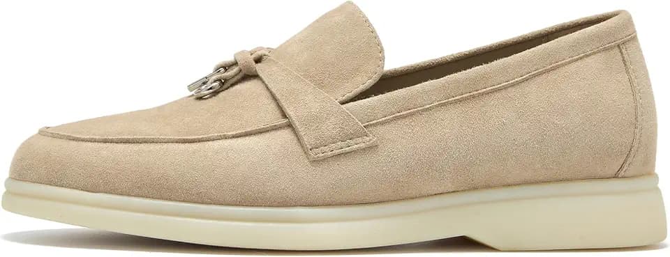 BEAU TODAY Women's Suede Loafer Flats，Slip On Penny Loafers Work Shoes