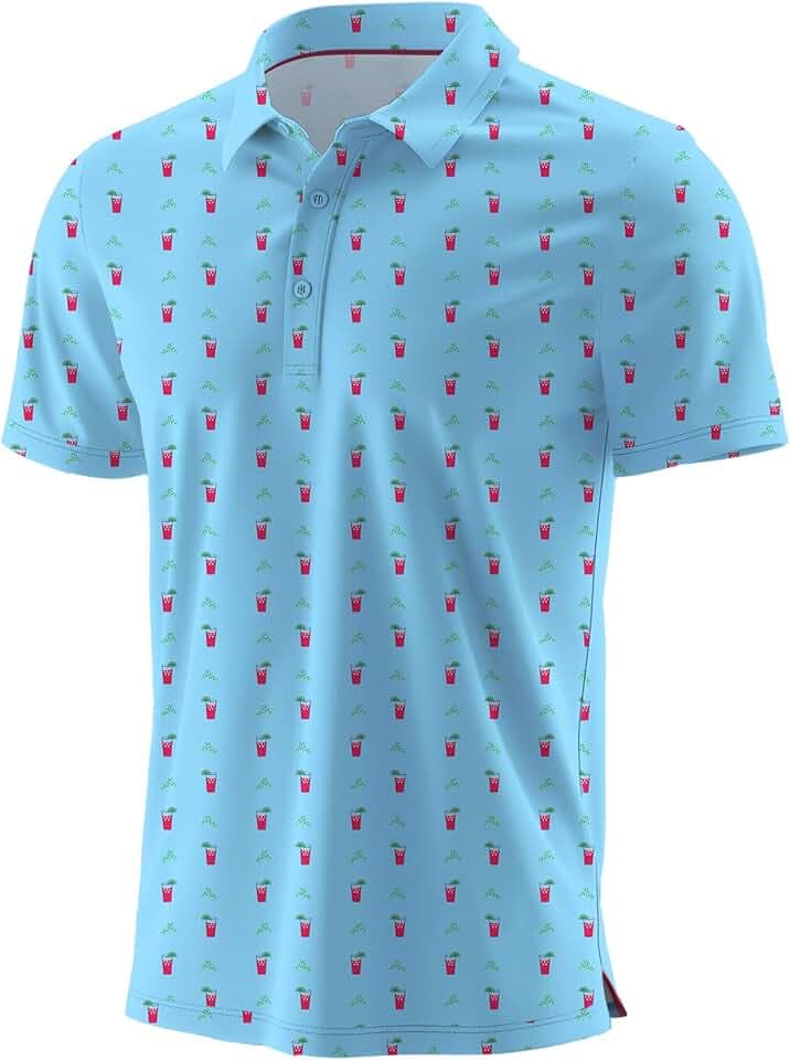 QIXING Sommer-Golf-Poloshirt für Herren, feuchtigkeitsableitend, bedruckt, kurzärmelig, schnell trocknend, für Herren, lässiges Golf-Oberteil