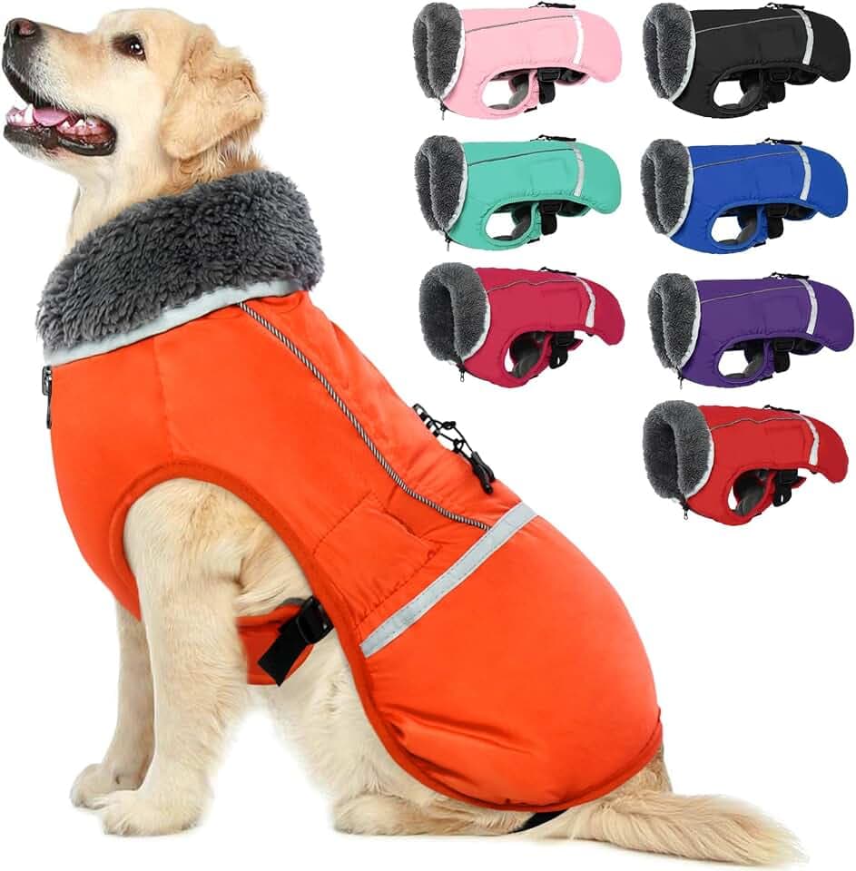 Warmer Hundemantel, reflektierende HundeWinterjacke, wasserdicht, Winddicht, für kaltes Wetter, Dickes Fleecefutter, verstellbare Haustierweste für kleine, mittelgroße und große Hunde