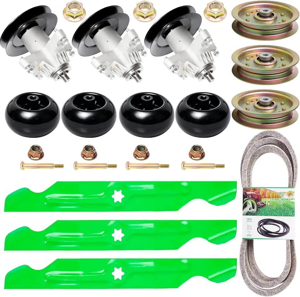 50 inch Mower Deck Rebuild Kit Fit for Cub Cadet RZT50 RZT-50 ZT-50 MTD LT1050 Troy-Bilt Mustang XP Mower Includes 3 Spindle 618-04126 3 Blade 742-04053 1 Be lt 754-04044 3 Idler 753-08171 4 Wheel
