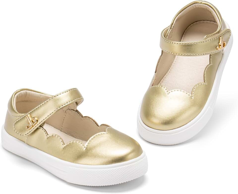THEE BRON Toddler Sneakers Girls Glitter Dress Shoes with Hook and Loop