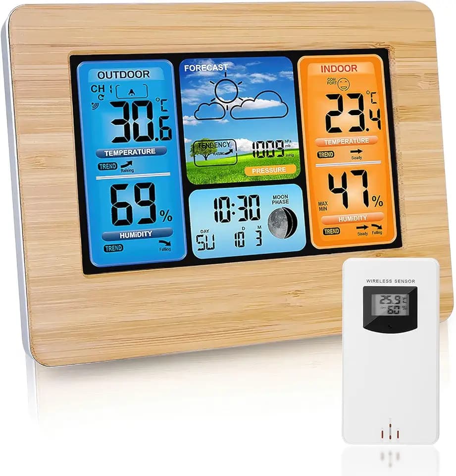 Wetterstation Funk mit Außensensor Innen und Außen Temperatur/Luftfeuchte